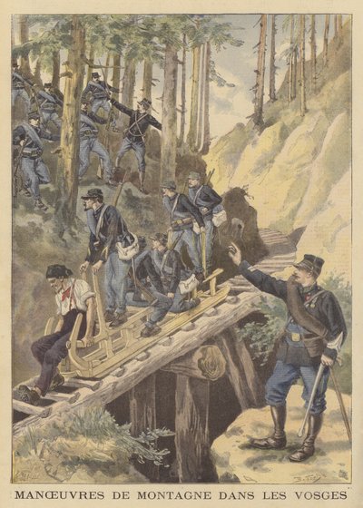 Soldats français en manœuvres de montagne dans les Vosges - French School